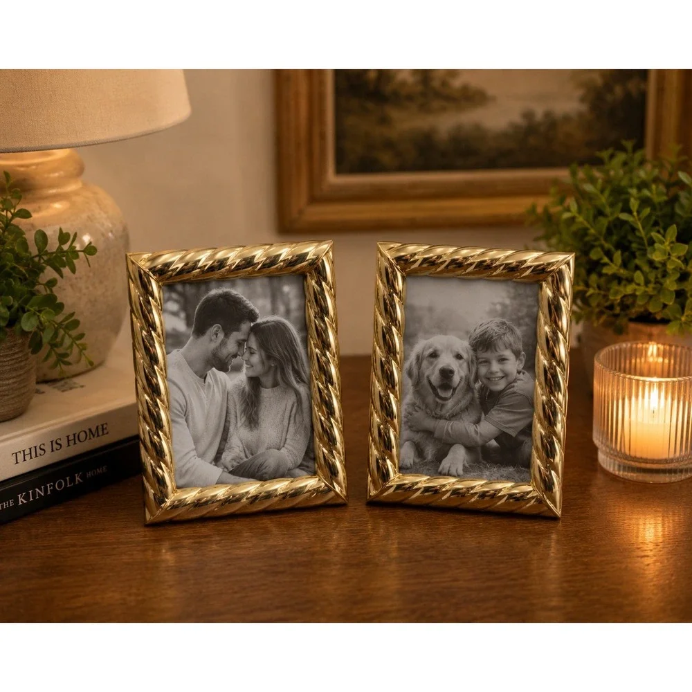 Vtg‎ Gold Twisted Rope Metal Picture Frame 5x7 Hollywood Regency Decor Set of 2